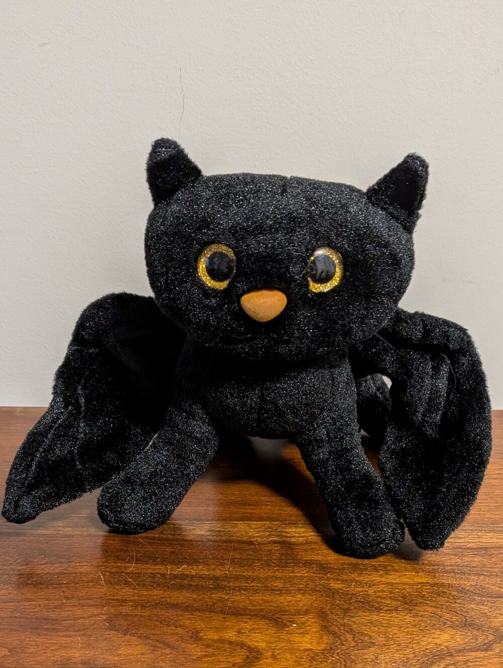 Beverly Hills Teddy Bear company. Shiny Black Plush Cat With Bat Wings Toy .